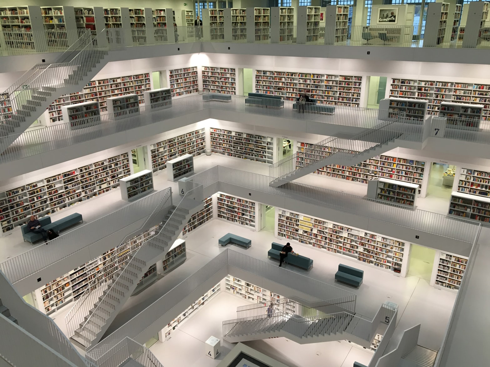 library with many levels and lots of books